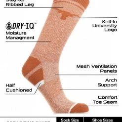TCK All Schools Texas Longhorns Socks Victory Parade Crew Length
