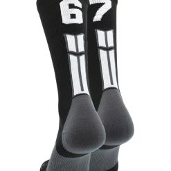 MadSportsStuff Black Player ID Custom Number Crew Socks For Basketball Lacrosse Volleyball Boys And Girls