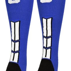 MadSportsStuff Baseball Socks Royal Player ID Custom Number Over The Calf Socks For Softball Baseball Football Boys And Girls