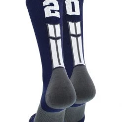 MadSportsStuff Volleyball Socks Navy Player ID Custom Number Crew Socks For Basketball Lacrosse Volleyball Boys And Girls