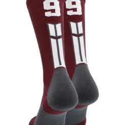 MadSportsStuff Maroon Player ID Custom Number Crew Socks For Basketball Lacrosse Volleyball Boys And Girls Volleyball Socks