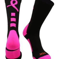 TCK Volleyball Socks Baseline Breast Cancer Awareness Athletic Crew Socks (Kids And Adult Sizes)