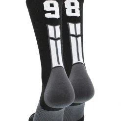 MadSportsStuff Black Player ID Custom Number Crew Socks For Basketball Lacrosse Volleyball Boys And Girls