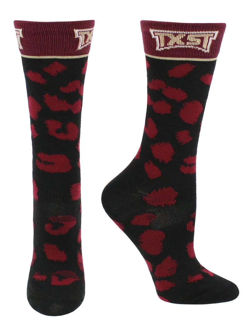 TCK All Schools Texas State Bobcats Socks Womens Savage Crew Socks 2 TCK All Schools Texas State Bobcats Socks Womens Savage Crew Socks