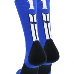 MadSportsStuff Volleyball Socks Royal Player ID Custom Number Crew Socks For Basketball Lacrosse Volleyball Boys And Girls