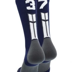 MadSportsStuff Volleyball Socks Navy Player ID Custom Number Crew Socks For Basketball Lacrosse Volleyball Boys And Girls