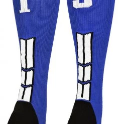 MadSportsStuff Baseball Socks Royal Player ID Custom Number Over The Calf Socks For Softball Baseball Football Boys And Girls