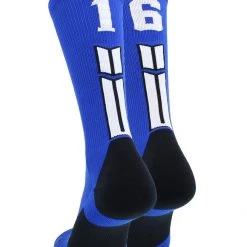 MadSportsStuff Royal Player ID Custom Number Crew Socks For Basketball Lacrosse Volleyball Boys And Girls