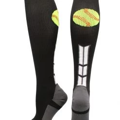 MadSportsStuff Softball Socks With Softball Logo For Girls Or Women - Athletic Over The Calf Socks