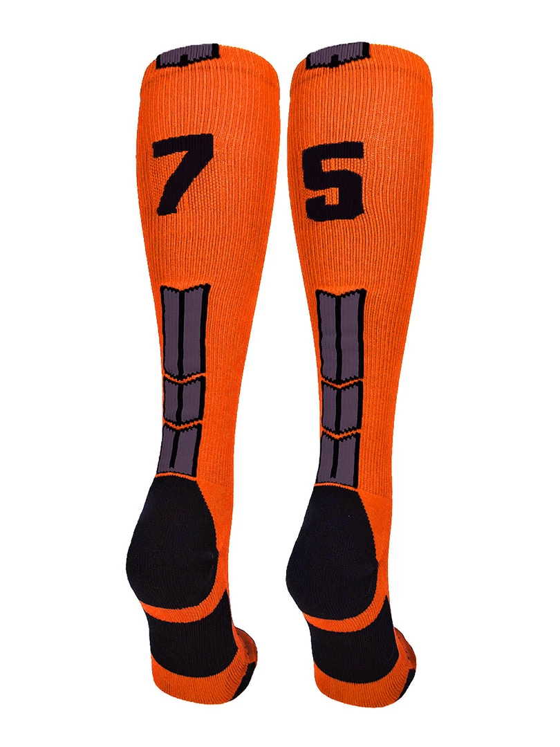 MadSportsStuff Softball Socks Orange And Black Player ID Custom Number Over The Calf Socks For Softball Baseball Football Boys And Girls 54 MadSportsStuff Softball Socks Orange And Black Player ID Custom Number Over The Calf Socks For Softball Baseball Football Boys And Girls