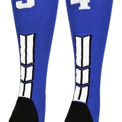 MadSportsStuff Royal Player ID Custom Number Over The Calf Socks For Softball Baseball Football Boys And Girls
