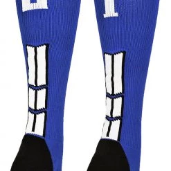 MadSportsStuff Baseball Socks Royal Player ID Custom Number Over The Calf Socks For Softball Baseball Football Boys And Girls