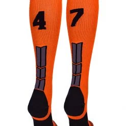 MadSportsStuff Orange And Black Player ID Custom Number Over The Calf Socks For Softball Baseball Football Boys And Girls 188 MadSportsStuff Orange And Black Player ID Custom Number Over The Calf Socks For Softball Baseball Football Boys And Girls