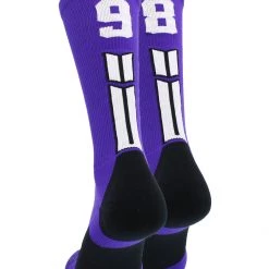 MadSportsStuff Purple Player ID Custom Number Crew Socks For Basketball Lacrosse Volleyball Boys And Girls