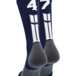 MadSportsStuff Navy Player ID Custom Number Crew Socks For Basketball Lacrosse Volleyball Boys And Girls