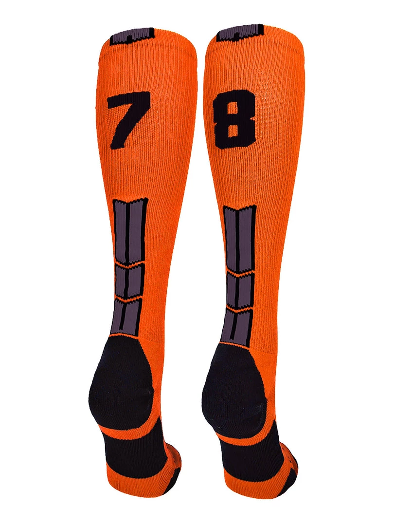 MadSportsStuff Orange And Black Player ID Custom Number Over The Calf Socks For Softball Baseball Football Boys And Girls 52 MadSportsStuff Orange And Black Player ID Custom Number Over The Calf Socks For Softball Baseball Football Boys And Girls