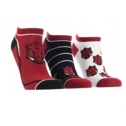 TCK All Schools Arkansas Razorbacks No Show Socks Full Field 3 Pack