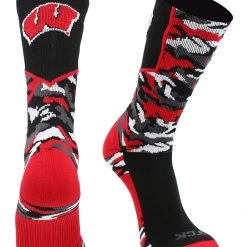 TCK Sports All Schools Wisconsin Badgers Socks Woodland Camo Crew