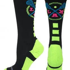 MadSportsStuff LAX Lacrosse Socks With Lacrosse Sticks Athletic Crew Socks (multiple Colors)