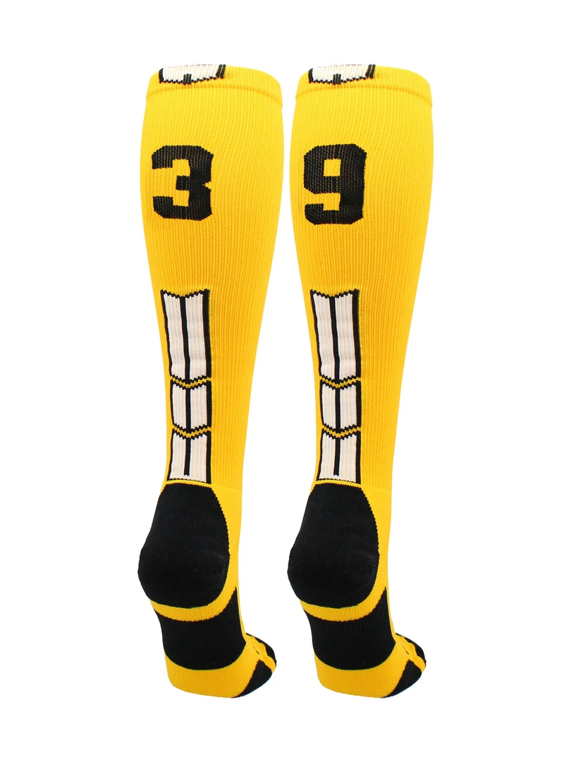 MadSportsStuff Softball Socks Gold Player ID Custom Number Over The Calf Socks For Softball Baseball Football Boys And Girls 90 MadSportsStuff Softball Socks Gold Player ID Custom Number Over The Calf Socks For Softball Baseball Football Boys And Girls