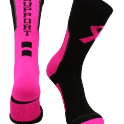 MadSportsStuff Pink Ribbon Breast Cancer Awareness Support Athletic Crew Socks Baseball Socks
