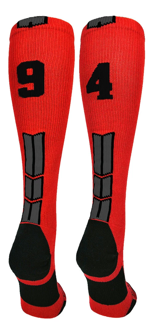 MadSportsStuff Red And Black Player ID Custom Number Over The Calf Socks For Softball Baseball Football Boys And Girls Baseball Socks 36 MadSportsStuff Red And Black Player ID Custom Number Over The Calf Socks For Softball Baseball Football Boys And Girls Baseball Socks
