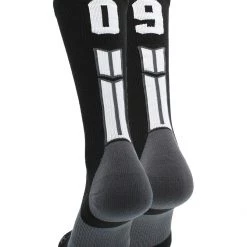 MadSportsStuff Black Player ID Custom Number Crew Socks For Basketball Lacrosse Volleyball Boys And Girls