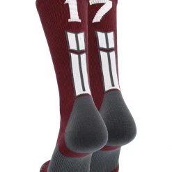 MadSportsStuff Maroon Player ID Custom Number Crew Socks For Basketball Lacrosse Volleyball Boys And Girls