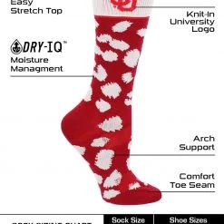 TCK OU Oklahoma Sooners Socks Womens Savage Crew Socks All Schools