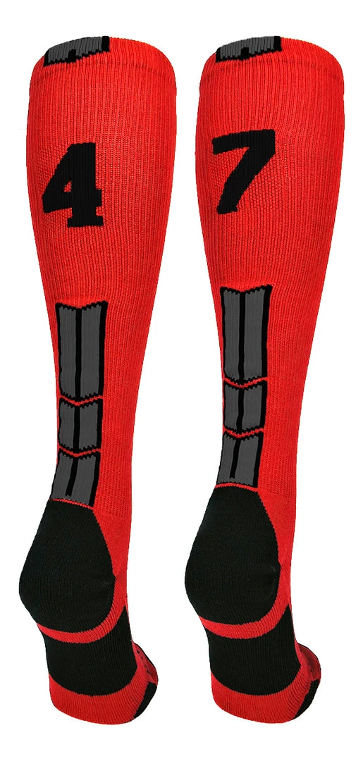 MadSportsStuff Red And Black Player ID Custom Number Over The Calf Socks For Softball Baseball Football Boys And Girls Baseball Socks 83 MadSportsStuff Red And Black Player ID Custom Number Over The Calf Socks For Softball Baseball Football Boys And Girls Baseball Socks