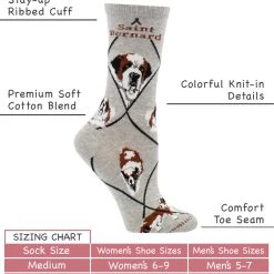 WHD Saint Bernard Socks For Women Gift For Dog Lovers Crazy Socks - Crew