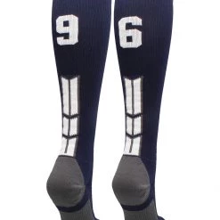 MadSportsStuff Navy Player ID Custom Number Over The Calf Socks For Softball Baseball Football Boys And Girls Softball Socks