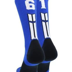 MadSportsStuff Volleyball Socks Royal Player ID Custom Number Crew Socks For Basketball Lacrosse Volleyball Boys And Girls