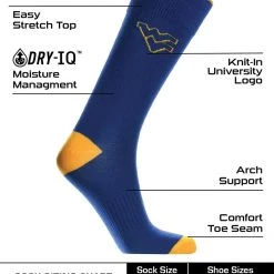TCK All Schools West Virginia Mountaineers Dress Socks Dean's List Crew Length Socks 6 TCK All Schools West Virginia Mountaineers Dress Socks Dean's List Crew Length Socks