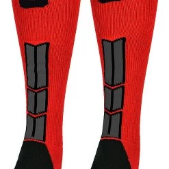 MadSportsStuff Red And Black Player ID Custom Number Over The Calf Socks For Softball Baseball Football Boys And Girls Baseball Socks