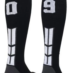 MadSportsStuff Black Player ID Custom Number Over The Calf Socks For Softball Baseball Football Boys And Girls