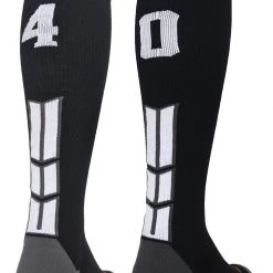 MadSportsStuff Black Player ID Custom Number Over The Calf Socks For Softball Baseball Football Boys And Girls