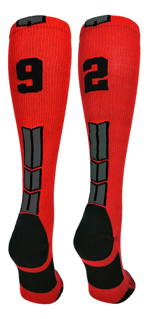 MadSportsStuff Red And Black Player ID Custom Number Over The Calf Socks For Softball Baseball Football Boys And Girls Baseball Socks 38 MadSportsStuff Red And Black Player ID Custom Number Over The Calf Socks For Softball Baseball Football Boys And Girls Baseball Socks