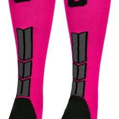 MadSportsStuff Baseball Socks Neon Pink And Black Player ID Custom Number Over The Calf Socks For Softball Baseball Football Boys And Girls