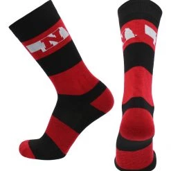 TCK All Schools Nebraska Cornhuskers Socks Game Day Striped Crew Socks