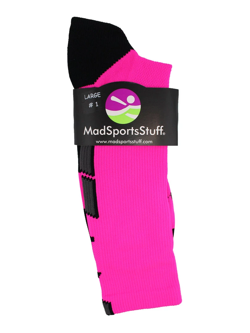 MadSportsStuff Neon Pink And Black Player ID Custom Number Crew Socks For Basketball Lacrosse Volleyball Boys And Girls 3 MadSportsStuff Neon Pink And Black Player ID Custom Number Crew Socks For Basketball Lacrosse Volleyball Boys And Girls