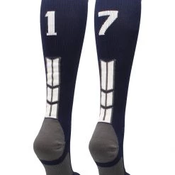 MadSportsStuff Navy Player ID Custom Number Over The Calf Socks For Softball Baseball Football Boys And Girls