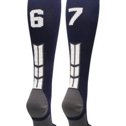 MadSportsStuff Navy Player ID Custom Number Over The Calf Socks For Softball Baseball Football Boys And Girls Softball Socks