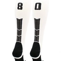 MadSportsStuff White Player ID Custom Number Over The Calf Socks For Softball Baseball Football Boys And Girls Softball Socks
