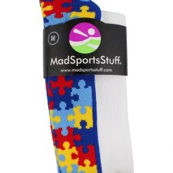 MadSportsStuff Puzzle Heart Autism Awareness Over The Calf Socks Baseball Socks