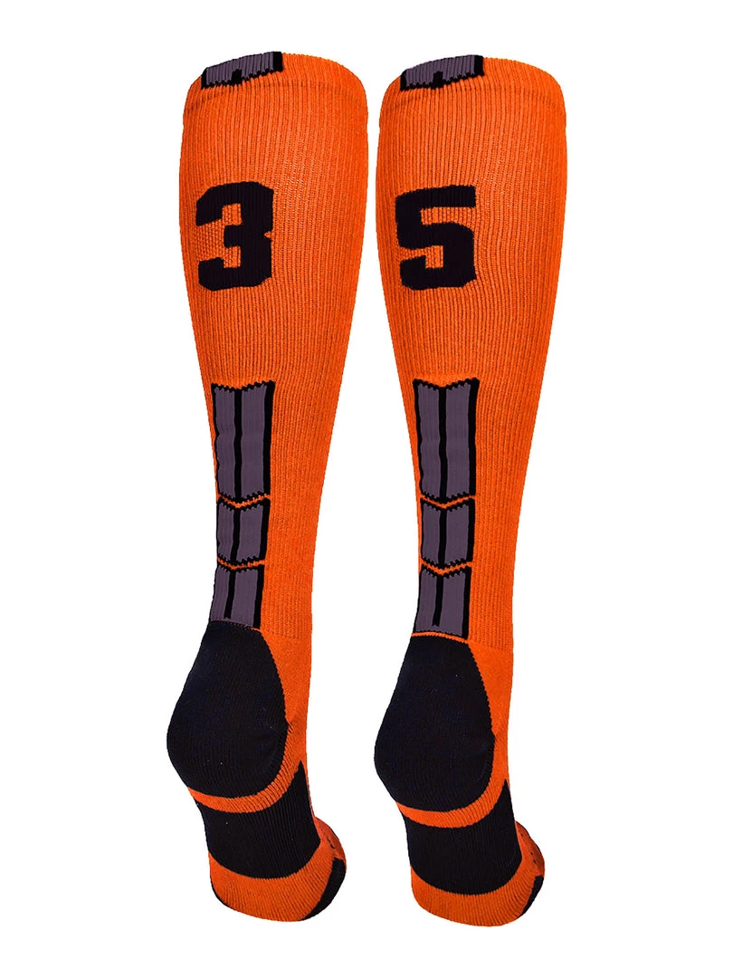 MadSportsStuff Orange And Black Player ID Custom Number Over The Calf Socks For Softball Baseball Football Boys And Girls 95 MadSportsStuff Orange And Black Player ID Custom Number Over The Calf Socks For Softball Baseball Football Boys And Girls