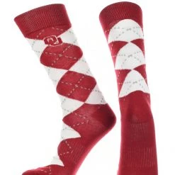 TCK OU Oklahoma Sooners Argyle Dress Socks NCAA Fanwear Crew Length All Schools