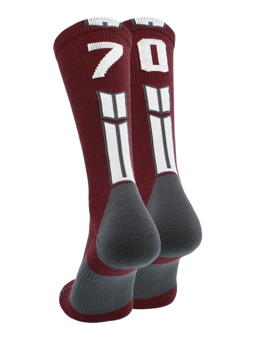 MadSportsStuff Maroon Player ID Custom Number Crew Socks For Basketball Lacrosse Volleyball Boys And Girls Volleyball Socks 9 MadSportsStuff Maroon Player ID Custom Number Crew Socks For Basketball Lacrosse Volleyball Boys And Girls Volleyball Socks