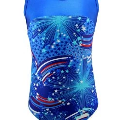 MadSportsStuff Leotards Keyhole Style USA Pride Girls Gymnastics Leotard