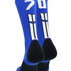 MadSportsStuff Volleyball Socks Royal Player ID Custom Number Crew Socks For Basketball Lacrosse Volleyball Boys And Girls